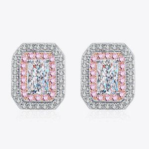 1 Carat Moissanite and Zircon Contrast Geometric Stud Earrings For Women